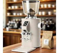350W Commercial Coffee Grinder, Espresso Coffee Bean Grinder, 64mm Flat Burr Grinder, with 9 Precise Settings / 450g Capacity Hopper/Double Dosing Modes Beige
