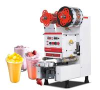 350W Electric Cup Sealer,Fully Automatic Sealing Machine,600-800 Cups/H Commercial Bubble Tea Sealer with Control LCD Panel,for Milk Juice Drink,White