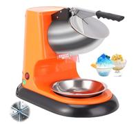 350W Electric Ice Crusher, Commercial Snow Cone Maker with Large ty Ice Tray, Adjustable Coarseness, 95 kg/hr Ice Crushing ty, Smoothie Small Home Breaker for Bars Cafes Sn Orange 6-Blade