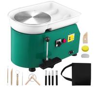 350W Electric Pottery Wheel, φ 25cm, Potters Wheel for Adults, Equipped with Leakage Protection Device, Adjustable Speed Pedal and Handle, Removable ABS Basin for Children Beginners DIY Clay Art
