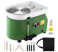 350W Electric Pottery Wheel with 25cm Turntable, Dual Speed Control (Pedal & Handle), Complete Pottery Tools Set, Removable Basin for Easy Clean, for Adults, Beginners & Professionals -Green