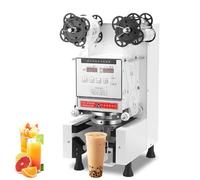 350W Fully Automatic Commercial Electric Cup Sealing Machine, Seals 500-700 Cups/Hour, LED Panel/Adjustable Temperature/Efficient Sealing/Dual Modes, for 88/90/95mm PP, PET, PC Cups white