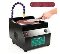 350W Wet Bench Sander, 7-Speed Belt Sanding Machine with 10Pcs 150mm Sandpapers, Forward & Reverse, for Knife, Chisel, Scissor Sharpening
