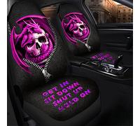 351 2 Pcs Auto Seat Covers Set Pink Purple Dragon Love Skull Get In Sit Black Leather Pattern Car Seat Covers Non-Slip Car Seat Protector Covers Car Front Seat Covers, For Most Automotive, Suvs