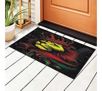 351 Door Floor Mat 40X60Cm Reggae Rasta Jamaican Lion Crown Art Dirt Trapper Mat Durable Floor Door Mat Eco-Friendly Welcome Mats For Garden, Eneryway, Kitchen