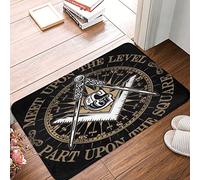 351 Door Mat 40X60Cm Masonic Golden Artistic Charity Faith Symbol Entrance Door Mat Rubber Floor Mat Washable Doormat For Eneryway, Home, Entrance