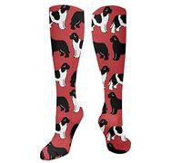 351 Dress Socks Newfoundland On Red Long Socks Fancy Novelty Golf Socks Warm Fun Socks 50Cm For Womens, Valentine'S Day, Mens