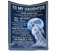 351 Flannel Blanket Anti Pilling Bed Blankets Fluffy Sofa Throw For Adults Travel Child To My Dau-Ghter From Mom And Dad Wolf Moon, No Matter How Far You Go I'Ll Always Be By Your Side M