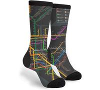 351 Men Women Mid Calf Socks New York Subway Map Athletic Crew Socks Comfortable Calf Crew Socks Breathable Funky Socks For Camping Walking Cycling