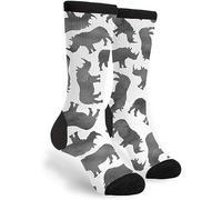 351 Men Women Sports Socks Tiny Watercolor Rhinos Monochrome Cool Crazy Socks Casual Hiking Socks Super Soft Crew Sports Socks For Outdoor Hiking Running