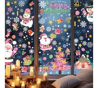 351 Pcs Christmas Window Stickers - 9 Sheets Xmas Reusable Large Decals