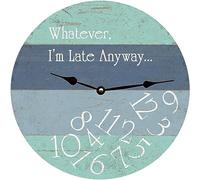 351 Round Arabic Numerial Wall Clock I'M Late Anyway - Teal Blue Whatever Frameless Wall Clock Colorful School Clock Retro Kitchen Clock For Kitchen Kitchen Bedroom