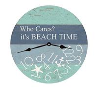 351 Round Decorative Clock Beach Time Whatever - Who Cares It'S Beach Time Office Clock Retro Home Decorative Colorful Kitchen Clock For Home Bedroom Dining Room
