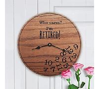351 Round Kitchen Clock Who Cares I'M Retired - Funny Retirement Decorative Clock Arabic Numerals Office Clock Non-Ticking Frameless Wall Clock For Home Dining Room School