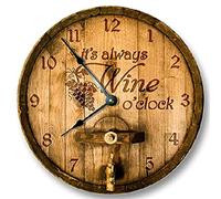 351 Round Office Clock It'S Always Wine O'Clock Kitchen Clock Colorful Frameless Wall Clock Non-Ticking Home Clock For Home Living Room Kitchen