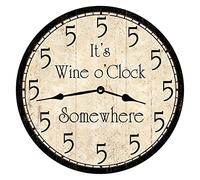 351 Round Office Clock Wine O'Clock Somewhere - Five O'Clock Wall Clock Modern Decorative Clock Silent Quartz School Clock For Living Room Dining Room School