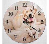 351 Round Wall Clock Labrador Retiever Dog - Yellow Lab Dog On Sofa Frameless Wall Clock Non-Ticking Clocks Decorative Easy To Read Office Clock For Dining Room Home Kitchen