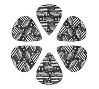 351 Shape Guitar Picks 6 Pack Bass Fishing Lure Camo Camouflage American Flag Hunting Black, Celluloid Plectrums for Bass, Ukulele, Banjo Players, Light/Medium/Heavy Gauges Included