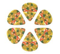 351 Shape Guitar Picks 6 Pack Upside Down Pineapple, Celluloid Plectrums for Bass, Ukulele, Banjo Players, Light/Medium/Heavy Gauges Included