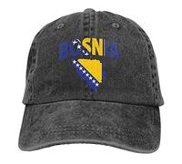 351 Women Men Baseball Cap, Bosnia Flag Map Cowboy Cap Classic Denim Cap Adjustable Plain Hat for Hip Hop Golf Summer