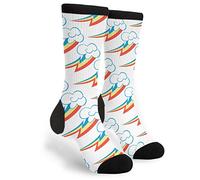 351 Women Men Fun Dress Socks Rainbow Dash Boot Socks Anti Blister Calf Crew Socks Thick Cool Crazy Socks For Running Sport Camping