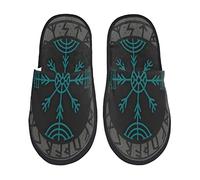 351 Women Men Slippers Viking Norse Mythology Warrior Compass Indoor Shoes Fluffy House Shoes Deluxe House Slippers For Travel Spa Outdoor L