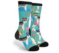 351 Women Men Walking Socks Schnauzer Summer Sandcastles Crew Socks Casual Cushioned Socks Anti Blister Crew Sports Socks For Outdoor Hiking Trekking
