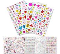 3514pcs Gem Stickers, 10 Sheets Stick on Gems Jewel Stickers Self Adhesive Rhinestone Sticky Gems, for DIY Nail Crafts Jewel Clothes Makeup