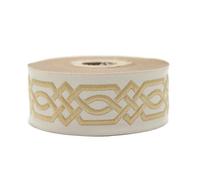 35272-V7 10 m Yellow and Beige Woven Jacquard Ribbon Celtic Knot Pattern Rolls Tape Tape Embroidered Fabric Craft Clothing Haberdashery Leisure Creative Decoration Sewing Medieval