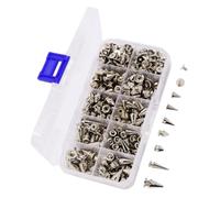 354Pcs Silver Metal Screwback Cone Studs Spikes Rivet Punk Clothes Bag Belt Shoes Clothes Leathercraft Rivets Punk Fashion Hardware Set
