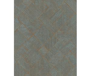 35512-Odyssey Tile Brick Stone Blue Copper Galerie Wallpaper