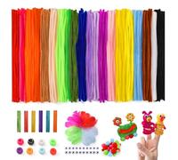 356 PCS Pipe Cleaners Craft Kit, Craft Supplies 20 Assorted Colored Chenille Stems with Craft Sticks, Pom Poms, Feathers, Pony Beads and Wiggle Eyes for DIY Arts Crafts Projects Kids Christmas
