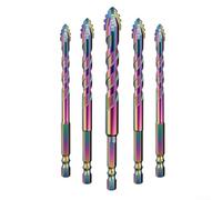 356PCS FourFlute Eccentric Drill Bits For Precise Glass Tile Drilling And Punching With Carbide Tips And Triangular Spiral Design To Minimize Vibration(6+6+8+10+12mm)