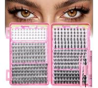 356Pcs Manga Lash Clusters Kit C Curl Wispy Fluffy Individual Eyelash Extensions 6 Mixed Styles with Bottom Lashes Dual-Ended Lash Bond and Seal Glue & Tweezers for Beginners DIY at Home