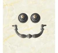 358 Chinese Antique Strip zinc Alloy Drawer Cabinet Wardrobe Leaf Handle 69mm Hole spacing(Antique Brass)