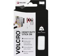 358369 Velcro Brand Heavy-Duty Stick-On Strips 50x100mm White - 7kg per Strip, Indoor/Outdoor, 2 Sets