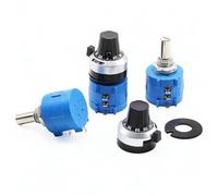 3590S-2 3590S Series Multiturn Potentiometer 10 Ring Adjustable Resistor+1PCS Turns Counting Dial Rotary 6.35mm Knob(501L(500R))