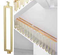 35Cm-120Cm Side-Mounted Stairs Metal Balusters, Single Rectangle, Hollow, Handrail Guardrail Railing Spindle Post for Interior Exterior, W/Adjustable Bracket, 1Pack/Gold/60Cm