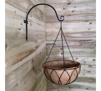 35Cm Black Lattice Metal Hanging Basket With Watersave Coco Fibre Liner