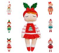35cm Christmas Red Dress Plush Elf Toys,Red Dress Christmas Stuffed Girl Bow tie hair Plush Pillow Toys Squishy Cotton Plushies Doll,Elf Girl Soft Body Toy Gift Kids Birthday Xmas Home Decorations