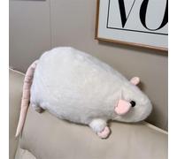 35CM Extra Thicc Fat Rat Plush Toy,Rat Plush, Extra Thicc Fat Rat toy, Super Soft Chubby Grey Mouse Plush Toy for Kids Teens Adults,Cozy Huggable Animal Pillow (White)