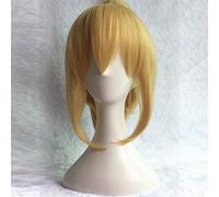 35cm Fate stay night saber lily Cosplay Full Wig Golden Synthetic Hair Wigs With Ponytail+hairnet