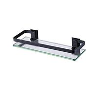 35CM Glass Shelf Square Bathroom Glass Shelves Black Bathroom Shelf Aluminum Shower Room Rack Cosmetic Shelf Space Aluminum Single-layer Glass Rectangular Shelf Toilet Bathroom Rack beautiful scenery