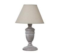 35cm Grey Urn Wooden Bedside Table Lamp Light Shabby Chic w Linen Shade