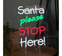 35cm Light up Santa Please Stop Here Neon Christmas Sign