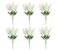 35cm Long for stem Artificial Lavender 6pcs Mixed 35cm Long for | Soft fabric petals, flexible wire stems, bendable for DIY, realistic hyacinth shape, allergy-friendly decor(White)