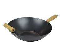 35CM Non Stick Wok Fry Asian Frying PAN Two Wooden Handle Kitchen Pot Brand New