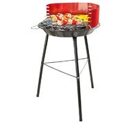 35cm Round Freestanding BBQ Grill Portable 4-Level Barbecue for Outdoor Camping, Garden, Picnic, Party | Red & Black - Round BBQ Basic