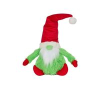35cm Soft Green Fur Christmas Sitting Gronk Decoration with Santa Hat Samuel Alexander Multi One Size