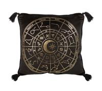 35cm Square Black Astrology Wheel Cushion - Decorative Pillow with Zodiac Sign Design, Soft Velvet Cover, Perfect for Home Decor and Astrology Enthusiasts, Gift for Birthdays and Special Occasions
